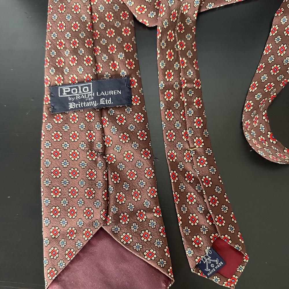 Polo Ralph Lauren For Brittany Silk Brown Vintage Floral Tie Flowers